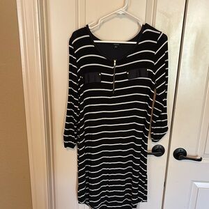 Espresso Black and White Striped Mini Dress